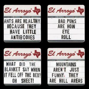 El Arroyo Famous Sign Dad Jokes Coaster Set of 4 Austin TX Funny Gift NEW